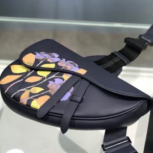Dior Unisex Saddle size 20 black x flower Bag 16