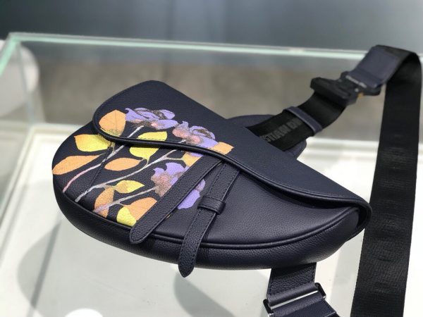 Dior Unisex Saddle size 20 black x flower Bag 7