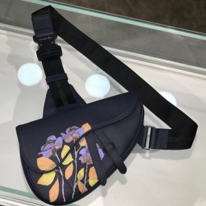 Dior Unisex Saddle size 20 black x flower Bag 17