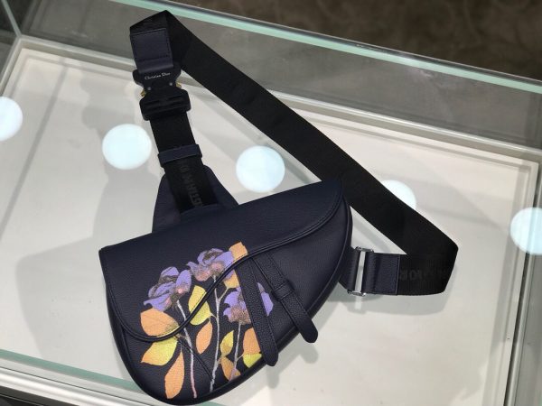 Dior Unisex Saddle size 20 black x flower Bag 1