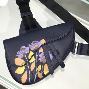 Dior Unisex Saddle size 20 black x flower Bag 18