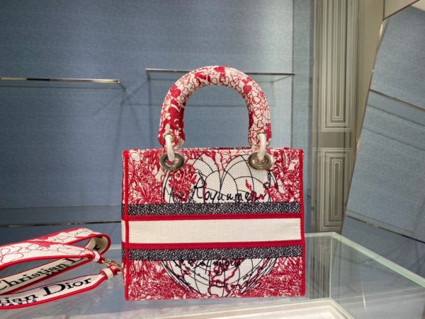 Small Dior Book Tote red and white 6