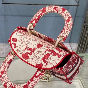 Small Dior Book Tote red and white 14