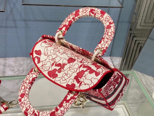 Small Dior Book Tote red and white 5