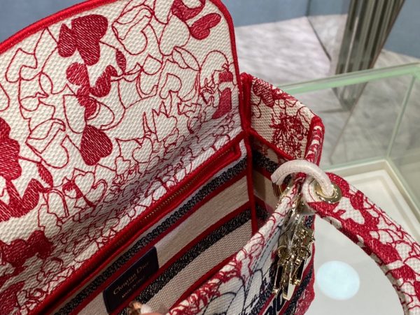 Small Dior Book Tote red and white 4