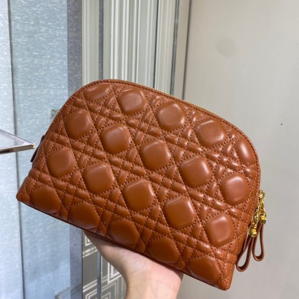 Dior brown sheepskin size 23 Cosmetic Bag 4