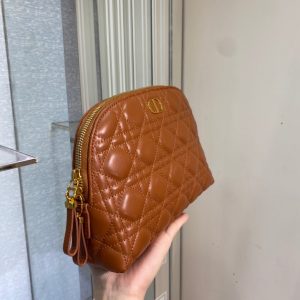 Dior brown sheepskin size 23 Cosmetic Bag 10