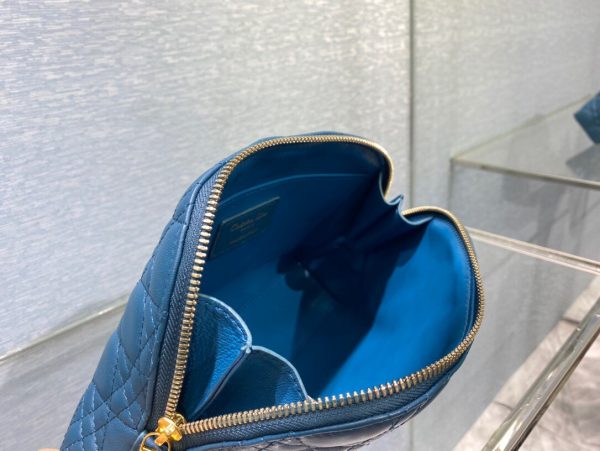 Dior deep sea blue sheepskin size 23 Cosmetic Bag 3