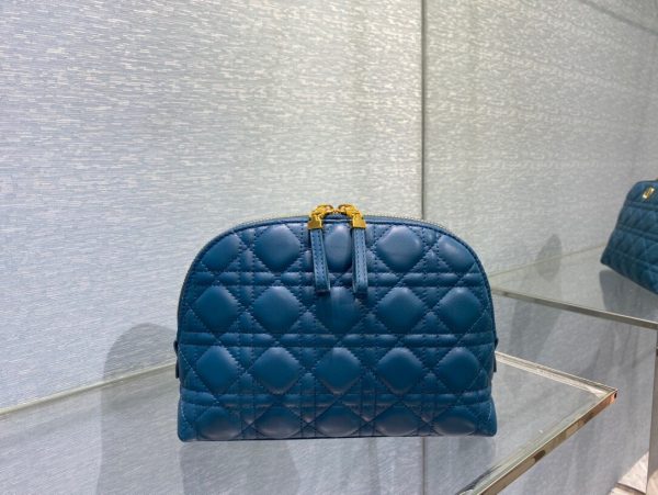 Dior deep sea blue sheepskin size 23 Cosmetic Bag 4