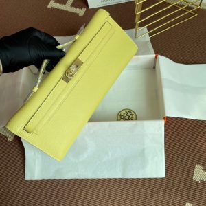 Hermes Kelly Cut size 31 lemon yellow Handbag 19
