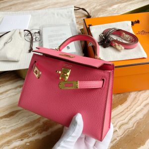 Hermes Kelly Mini II 19 Chevre pink Bag 16
