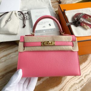 Hermes Kelly Mini II 19 Chevre pink Bag 18