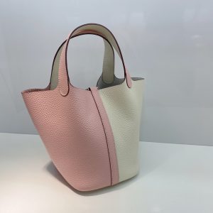 Hermes The Vegetable Basket 18 pink x white Bag 18