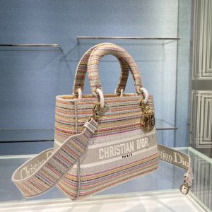 Lady Dior size 24 multi-color stripes Bag 19