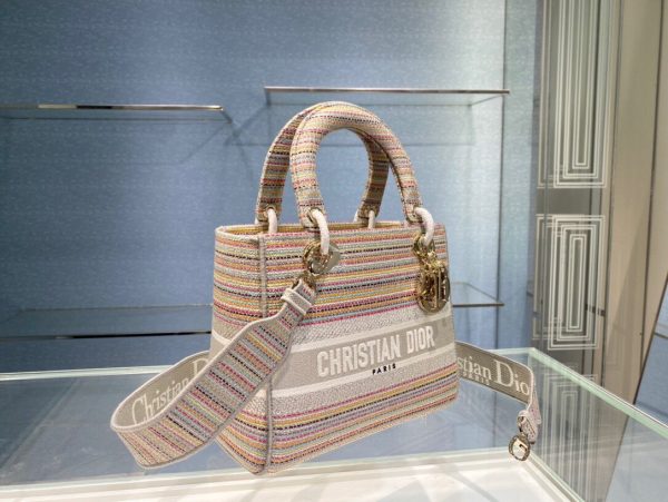 Lady Dior size 24 multi-color stripes Bag 10
