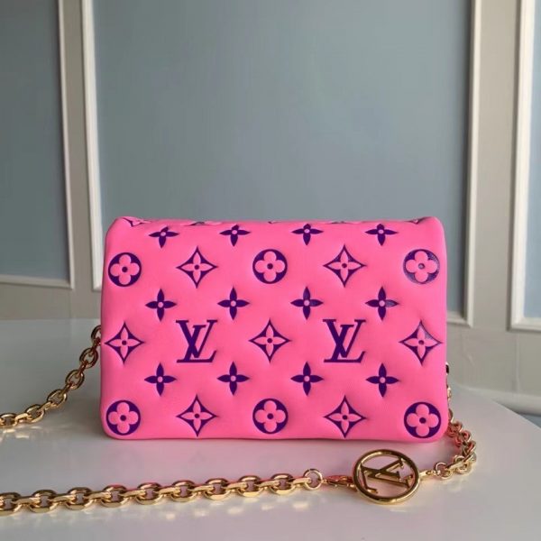 Louis Vuitton French POCHETTE COUSSIN Chain Bag M80742 Plum red 1