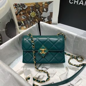Small Chanel✔️ flap bag AS2633 Emerald 10