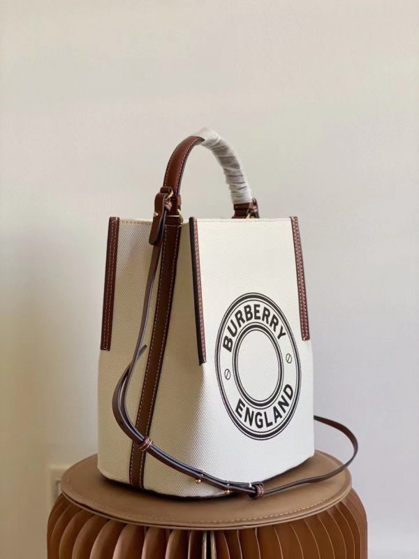 The Burberry Small Logo Graphic Cotton Canvas Peggy Bucket Bag 8241 1
