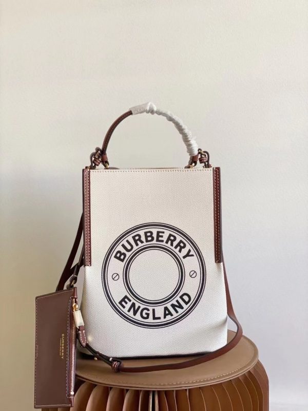 The Burberry Small Logo Graphic Cotton Canvas Peggy Bucket Bag 8241 4