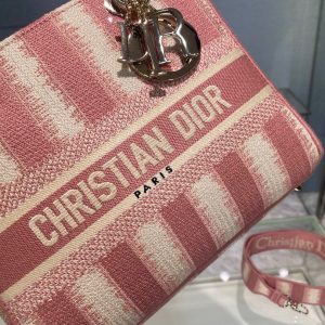Tie & Dior Maria Grozia Chiuri size 24 pink white Bag 13
