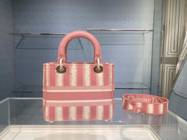 Tie & Dior Maria Grozia Chiuri size 24 pink white Bag 6