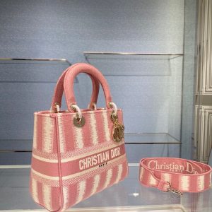 Tie & Dior Maria Grozia Chiuri size 24 pink white Bag 17