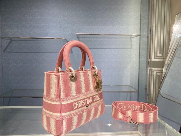 Tie & Dior Maria Grozia Chiuri size 24 pink white Bag 8