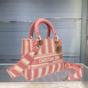 Tie & Dior Maria Grozia Chiuri size 24 pink white Bag 19