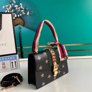 gucci black leahter sylvie bee 524405 10