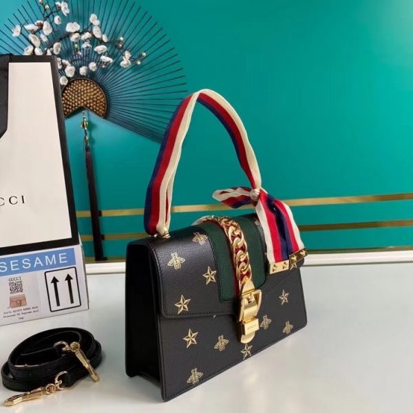 gucci black leahter sylvie bee 524405 4