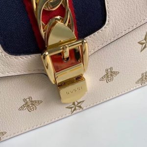 gucci white leahter sylvie bee 524405 10