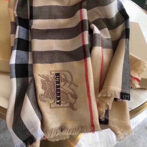 BURBERRY Lightweight Check Wool and Silk Scarf 6