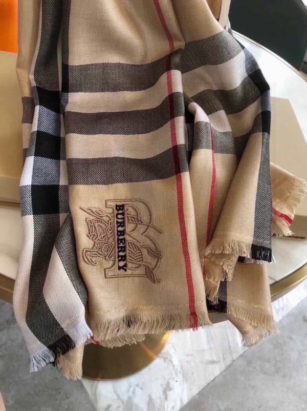BURBERRY Lightweight Check Wool and Silk Scarf 2