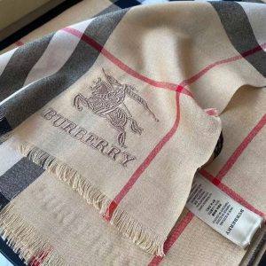 BURBERRY Lightweight Check Wool and Silk Scarf 7