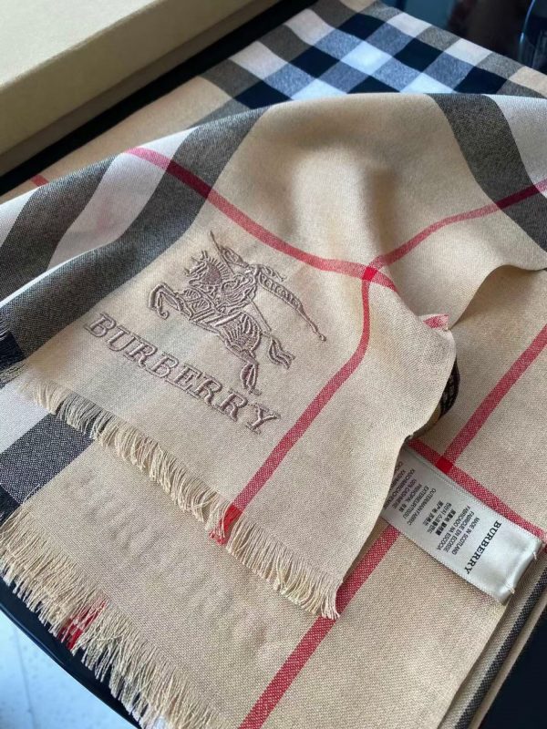 BURBERRY Lightweight Check Wool and Silk Scarf 2