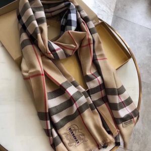 BURBERRY Lightweight Check Wool and Silk Scarf 7