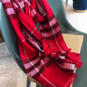 BURBERRY Lightweight Check Wool and Silk Scarf 8