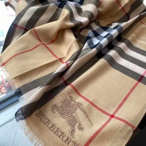 BURBERRY Lightweight Check Wool and Silk Scarf 8