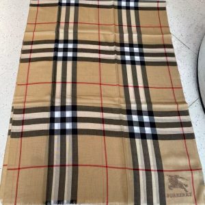 BURBERRY Lightweight Check Wool and Silk Scarf 9