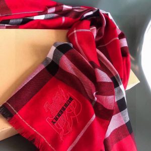 BURBERRY Lightweight Check Wool and Silk Scarf 10