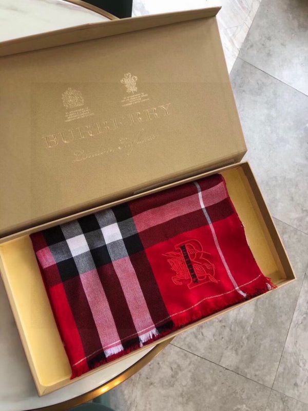 BURBERRY Lightweight Check Wool and Silk Scarf 1