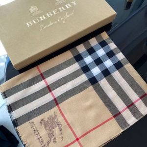BURBERRY Lightweight Check Wool and Silk Scarf 11