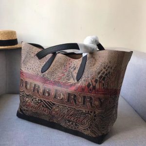 Burberry Bag Multicolor Cotton Leather Tote 8