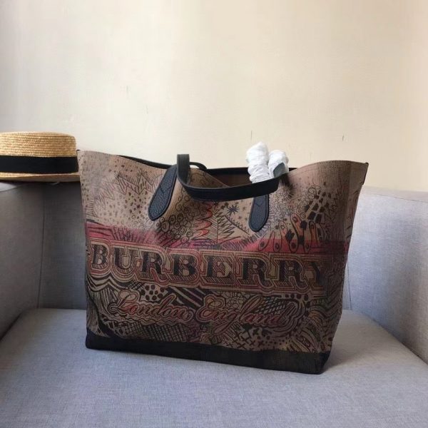 Burberry Bag Multicolor Cotton Leather Tote 1
