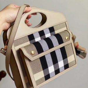 Burberry Mini Check Canvas and Leather Pocket Bag 7