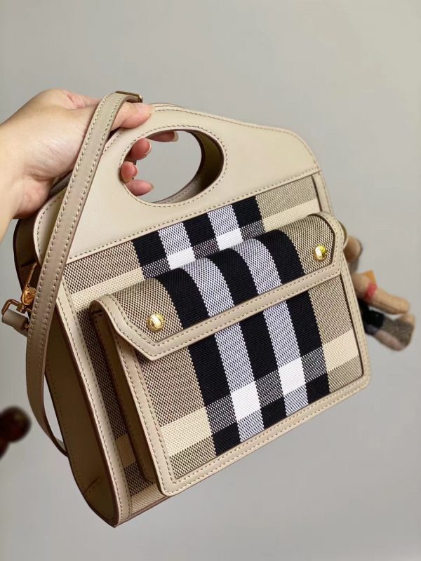 Burberry Mini Check Canvas and Leather Pocket Bag 3