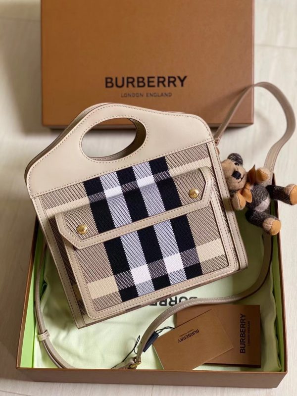 Burberry Mini Check Canvas and Leather Pocket Bag 1