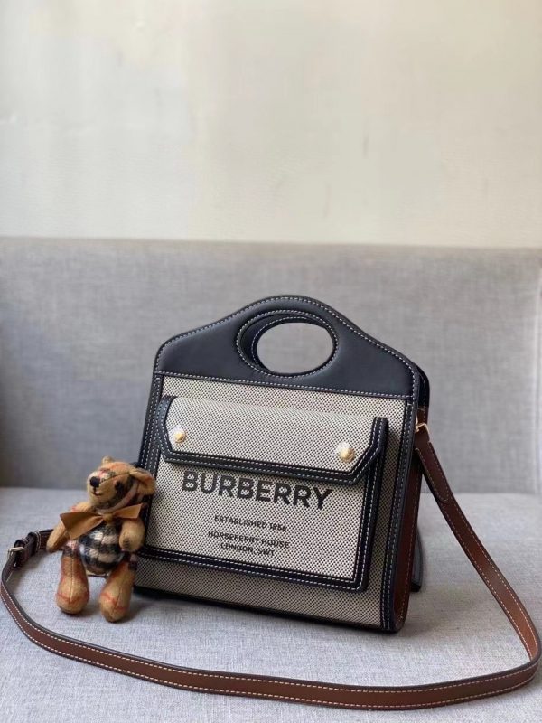 Burberry Mini Two-tone Canvas and Leather Pocket Bag 1
