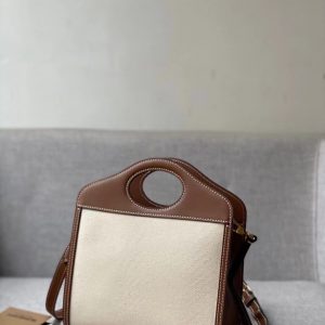 Burberry Mini Two-tone Canvas and Leather Pocket Bag 12