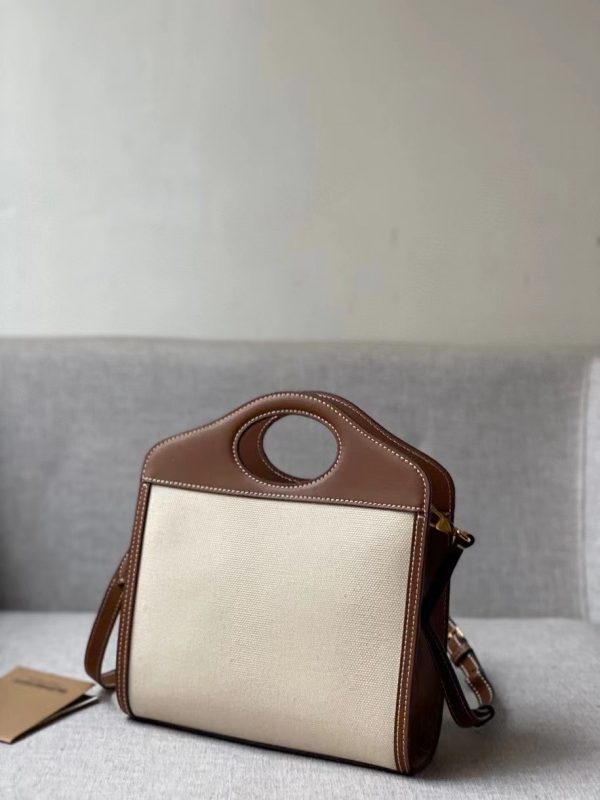 Burberry Mini Two-tone Canvas and Leather Pocket Bag 5